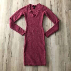 Forever 21 Textured Long Sleeve Dress in Deep Pink